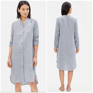 NWT! Eileen Fisher Mandarin Collar Linen Shirt Dress